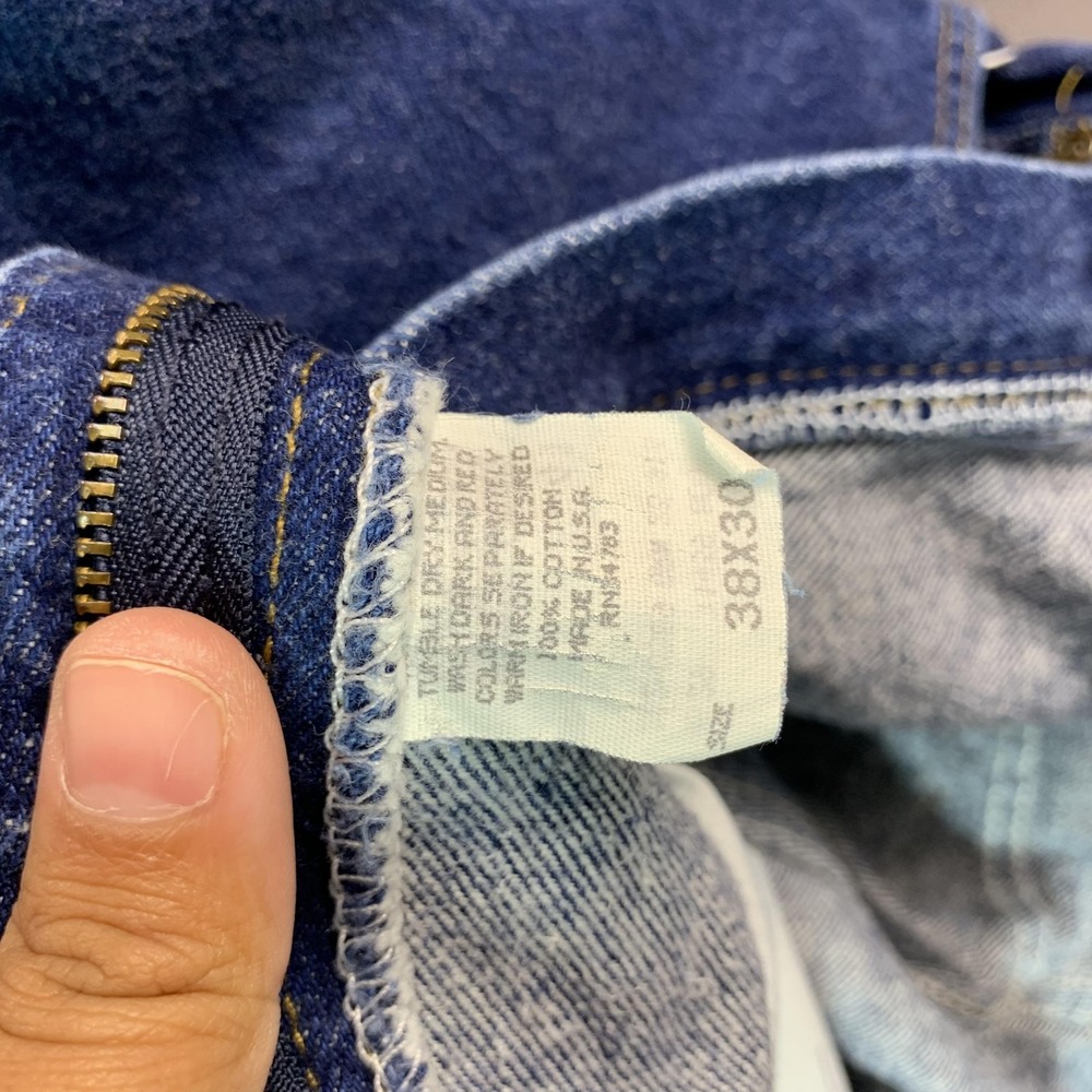 Vintage Lee Jeans Mens 38 (Fits 36x30) Blue Denim Straight Leg USA Workwear 90s - Picture 11 of 16